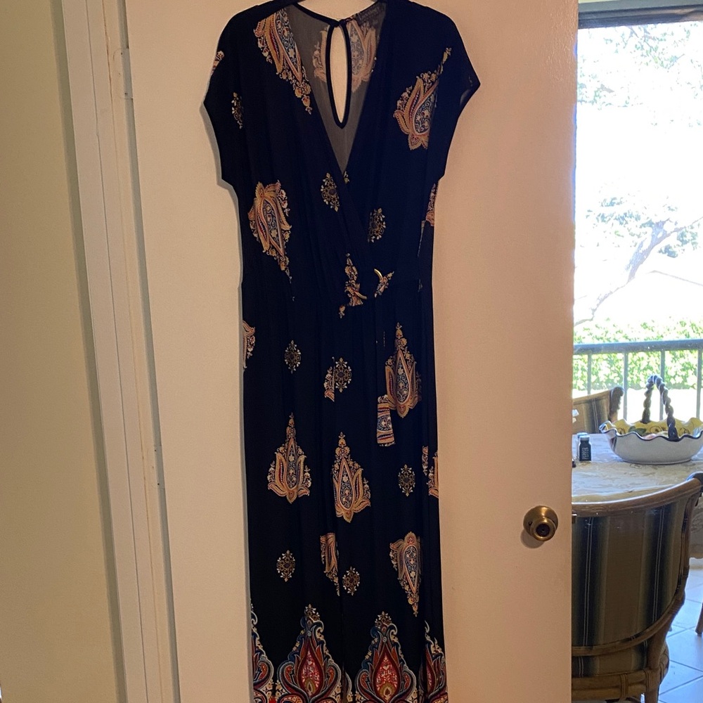 Luxology Black Maxi Dress with Paisley Print